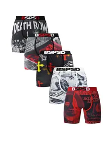 5Pcs Men's Breathable Digital Print Boxers Briefs Trunks, Skin-Friendly Fabric, Moisture-Wicking, Ideal for Sports and Casual Wear, Comfortable Men Underwear