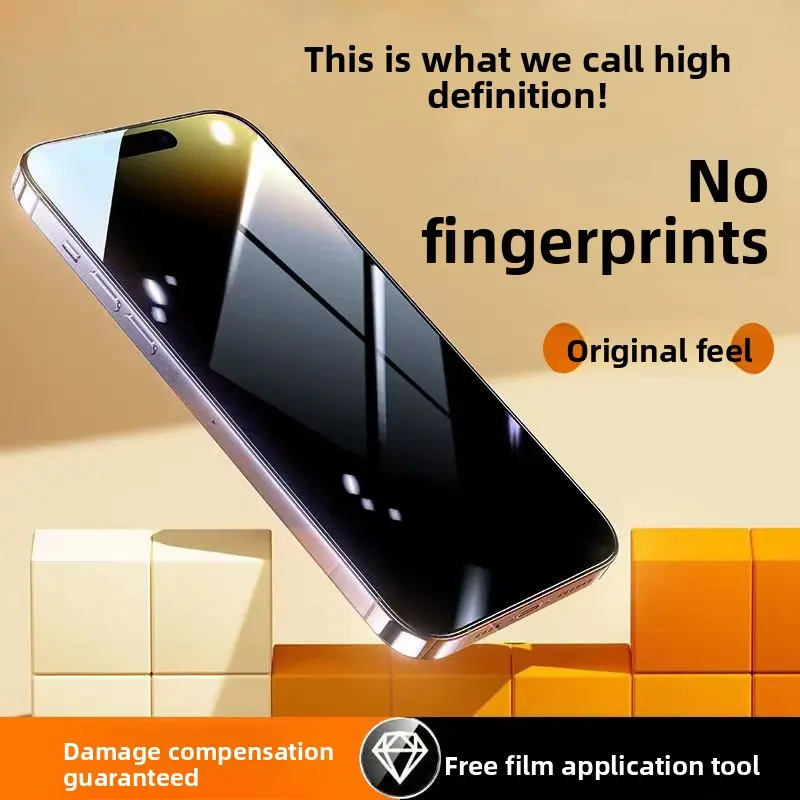 Privacy Tempered Glass Screen Film with Edge Wrap Design, Anti Peek Transparent Protective Cover, Hard Glass Screen Accessory Compatible with 11,12,13,14 Pro,15 & 16 Pro Max Smartphones
