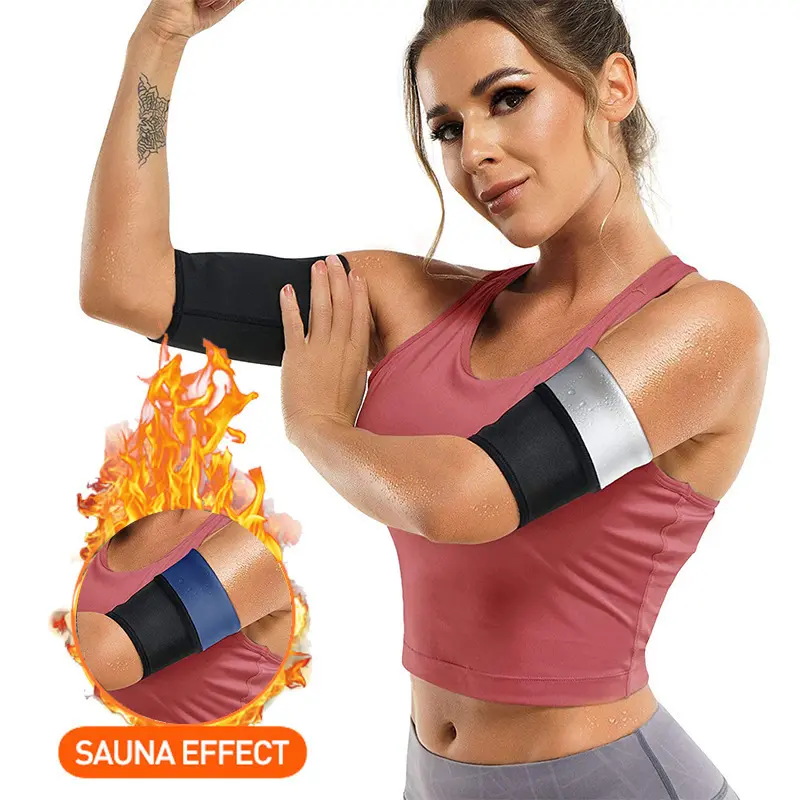 Plus Size Women's Sweat Shaping Arm Sleeves Cross-border European and American Fitness Yoga Sports Arm Straps Sweat Enclosed Arm Guards for Weight Loss Workout Running Cycling Support Protection