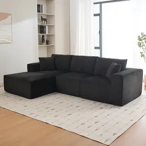 Boneless Cloud Couch 108" Sectional L-Shape Convertible Sleeper Sofa, No Assembly – Left/Right Chaise – Beige/Dark Grey/Green/Black