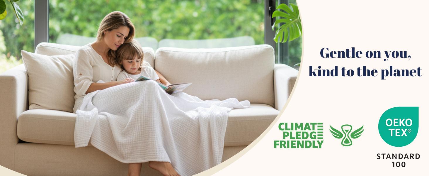 PHF 100% Cotton Muslin Blanket Queen Size 90"x90", 4-Layer Lightweight Gauze Throw, Breathable Cloud-Soft Minimalist Blanket for Bed, Couch, Camping & Baby, Grey, Gift