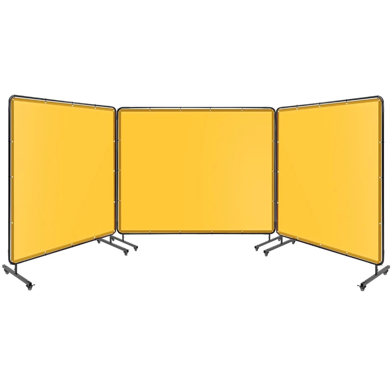 Flame Resistant Welding Screen 6x6FT - 3 Panel Safety Partition with Frame - Transparent PVC Curtain, Lockable Swivel Wheels, Portable Protection Barrier for Workshop, Garage, Metalworking