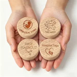 4pcs wooden storage box, Box With Lid, "frist tooth" Box，"first haircut" Box, umbilical cord Box, "hospital tags" box, umbilical cord souvenir box, tooth preservation box，fetal hair souvenir storage box，birth souvenir, home decoration, birthday gift