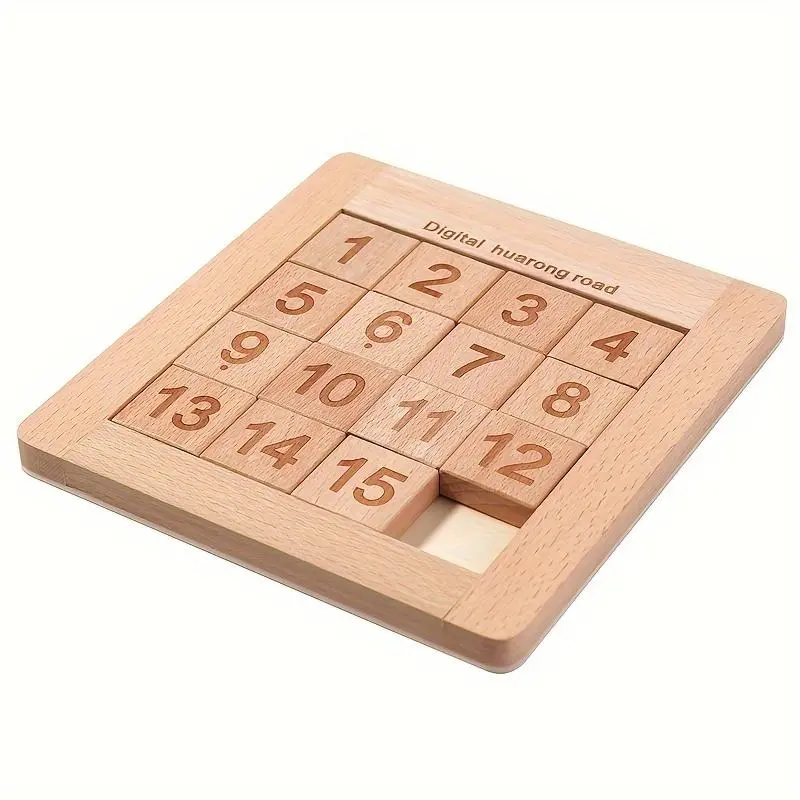 Recycled Wood Sliding Block Puzzle Game - Number Blocks Assembly & Disentanglement Puzzles, Move to Complete Sequential Numbers, Kids’ Brain Teaser Toy, Enhances Logical Thinking, Ideal Back-to-School Gift, Wooden Cube Assembly & Disentanglement Puzzles