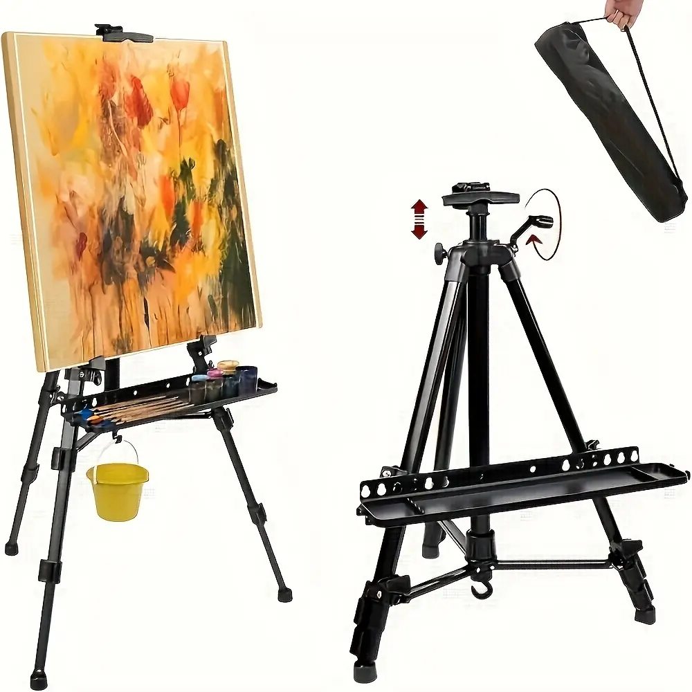 YJ Height-Adjust Tripod Easel, Portable Retractable with Folding Tripod and Storage Bag, Stable Base for Outdoor Sketching, Ideal for Artists | Office/School Stationery Art Equipment