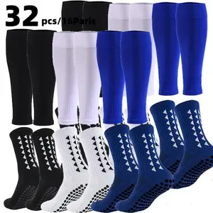 16 Pairs Unisex Mid-Crew Dryfit Stretchy Anti-Slip Spandex Football Socks - Lightweight, Moisture-Wicking, Breathable for Football Training, Matches, Socks for Women, Mid-Crew Sports Socks