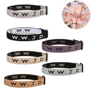 6 Pack WWJD Adjustable Wristbands Bulk, What Would Jesus Do Inspirational Bracelets, Unisex Christian Religious Gift Bracelets for Men Women