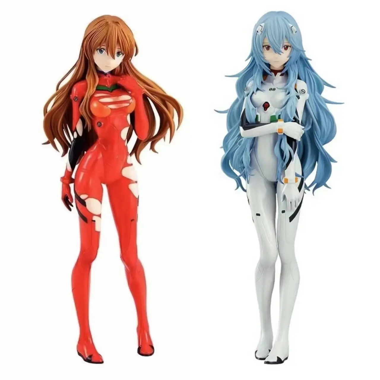 Eva Neon Genesis Evangelion Long Hair Asuka & Rei Handmade Figure, 18.5cm Anime Collectible Model, Desktop Decoration Gift