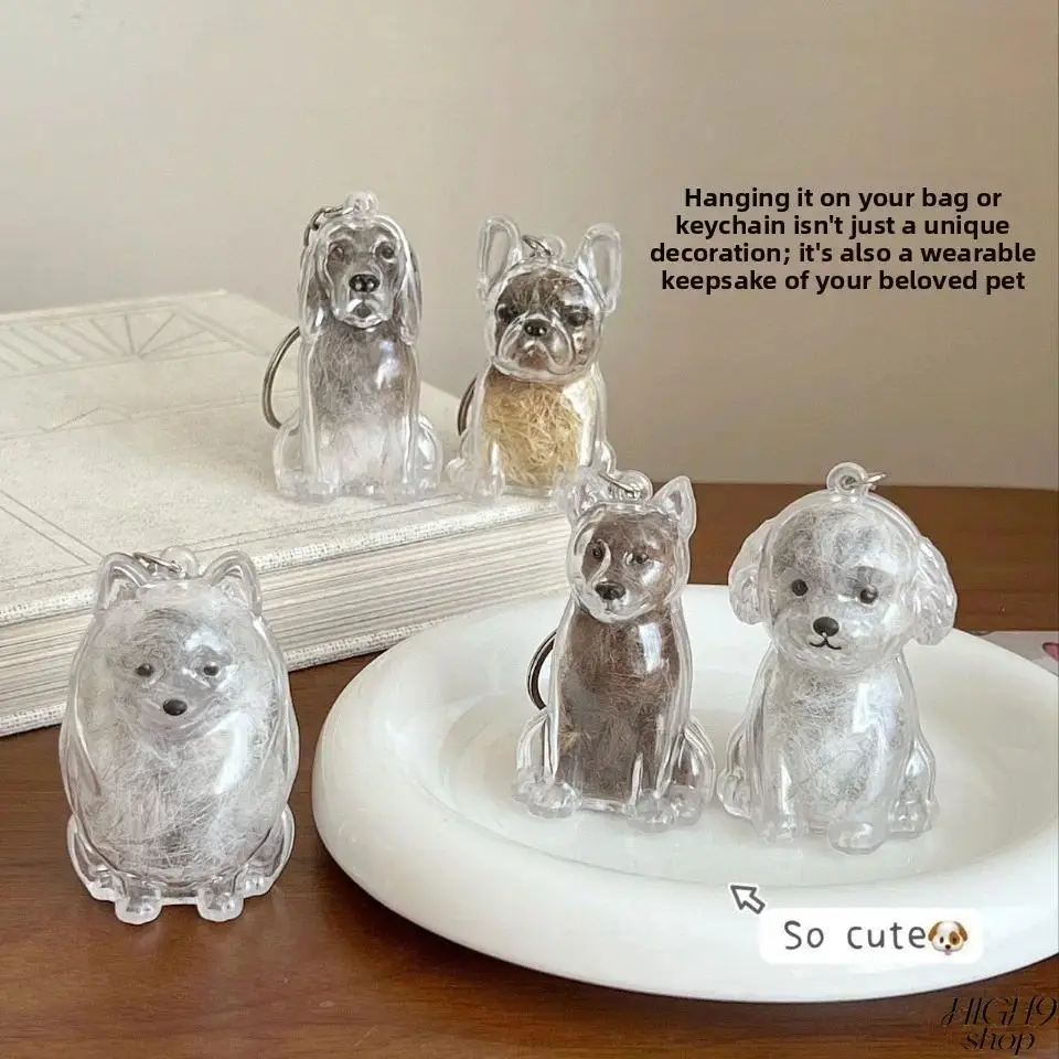 Pet Memorial Keychain, Clear Puppy-Shaped Fur Keepsake Pendant, Transparent Pet Hair Storage Charm with Key Ring, Heartfelt Keepsake for Dog & Cat Owners, Daily Carry & Memorial Gifts sohochic