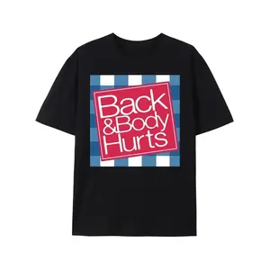 [] [100% Cotton]  Elaxed Fit Graphic T Shirt For Men - Casual Short Sleeve Tee With Funny 'Back And Body Hurts' Print For Summer, Spring T-Shirt For Men And Women