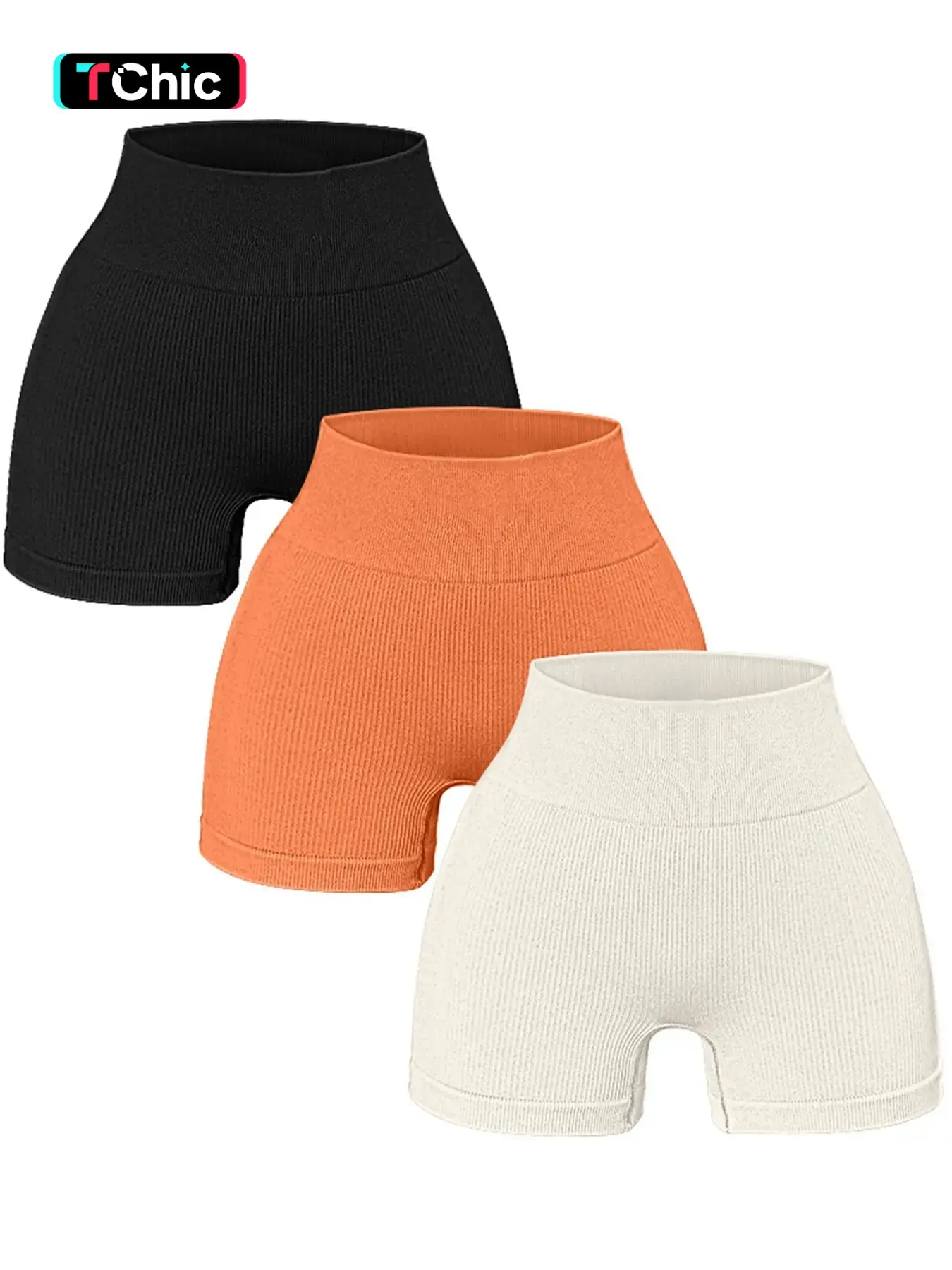 3 pairs of high-waisted slimming activewear shorts that tone the abdomen and slim the figure, without bunching up the skin. Yoga pants for abdominal toning and slimming. Gym Workout Shorts