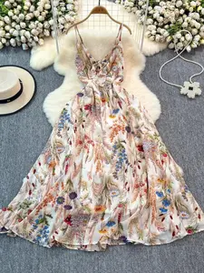 Women's Floral Print  Cami Dress, Boho Fashion Casual A Line Dress for Beach Holiday Vacation, Ladies Dress for Summer, Boho Bohemian Style