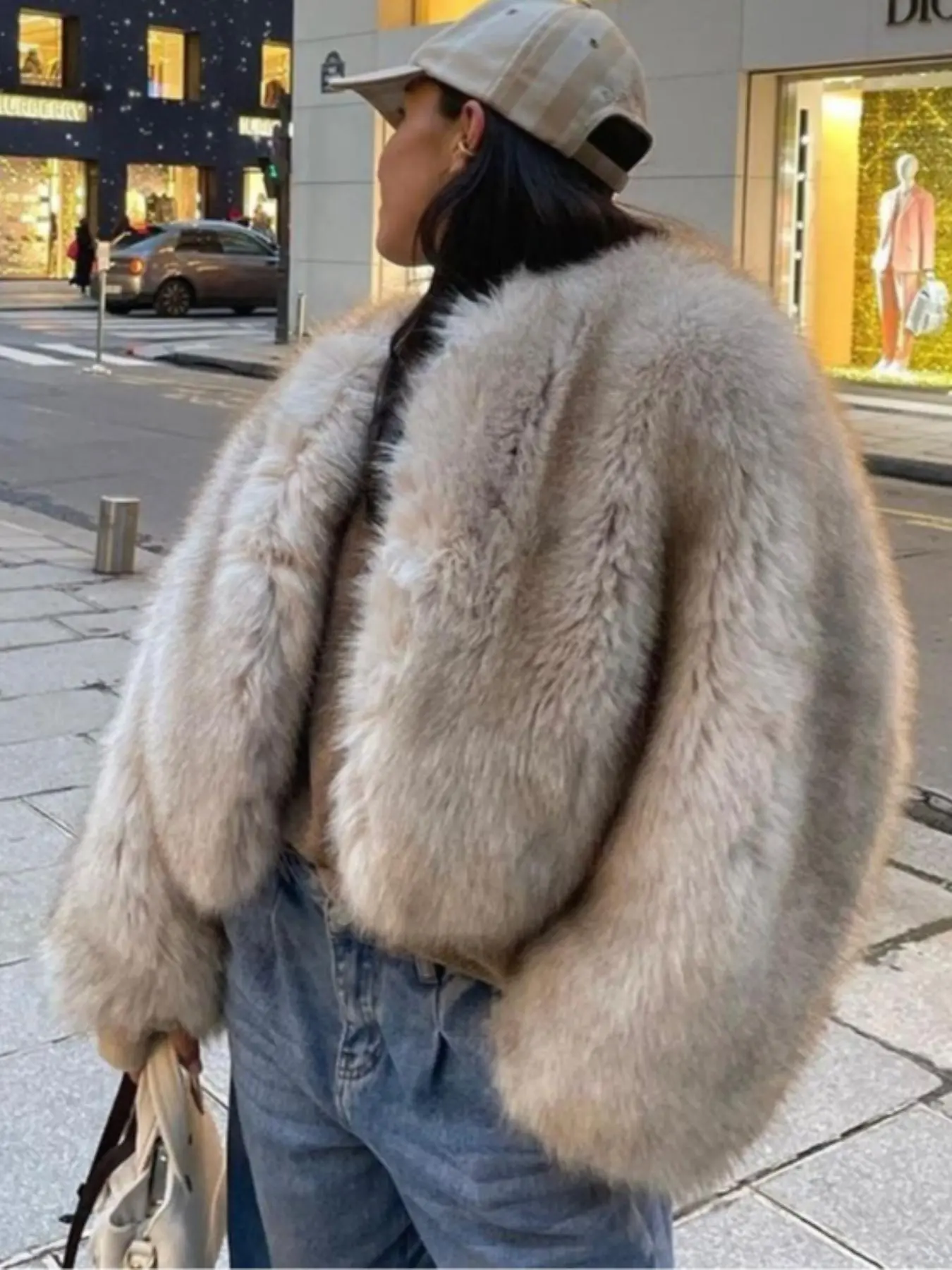 【Black Friday】Women's Solid Color Faux Fur Jacket, Casual Long-Sleeve Open-Front Outerwear for Fall & Winter Daily Wear