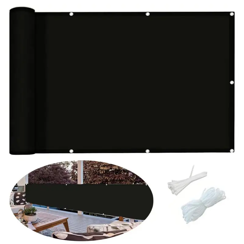 Balcony Garden Privacy Screen, Multiple Sizes Available, Outdoor Patio Sunshade and Privacy Mesh Fabric, Includes Rope and Tie Straps, Sunshades for Patio