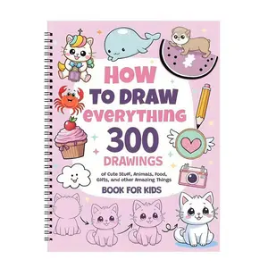 Step-By-Step Drawing Tutorial Book, 300+ Designs, Animal, Food, Objects, Gifts, Easy to Learn, Practice Space Included