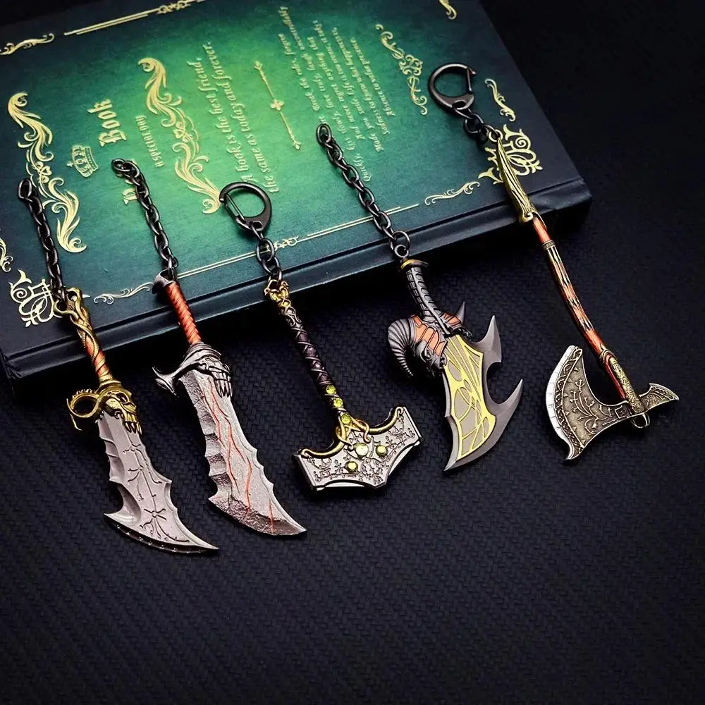 God of War 5 Ragnarok Video Game Keychains - 8-12cm Metal Finish, Thor's Hammer Mjolnir, Levitan's Axe, Blades of Exile Chaos Game Accessories for Fashion & Costume Jewelry