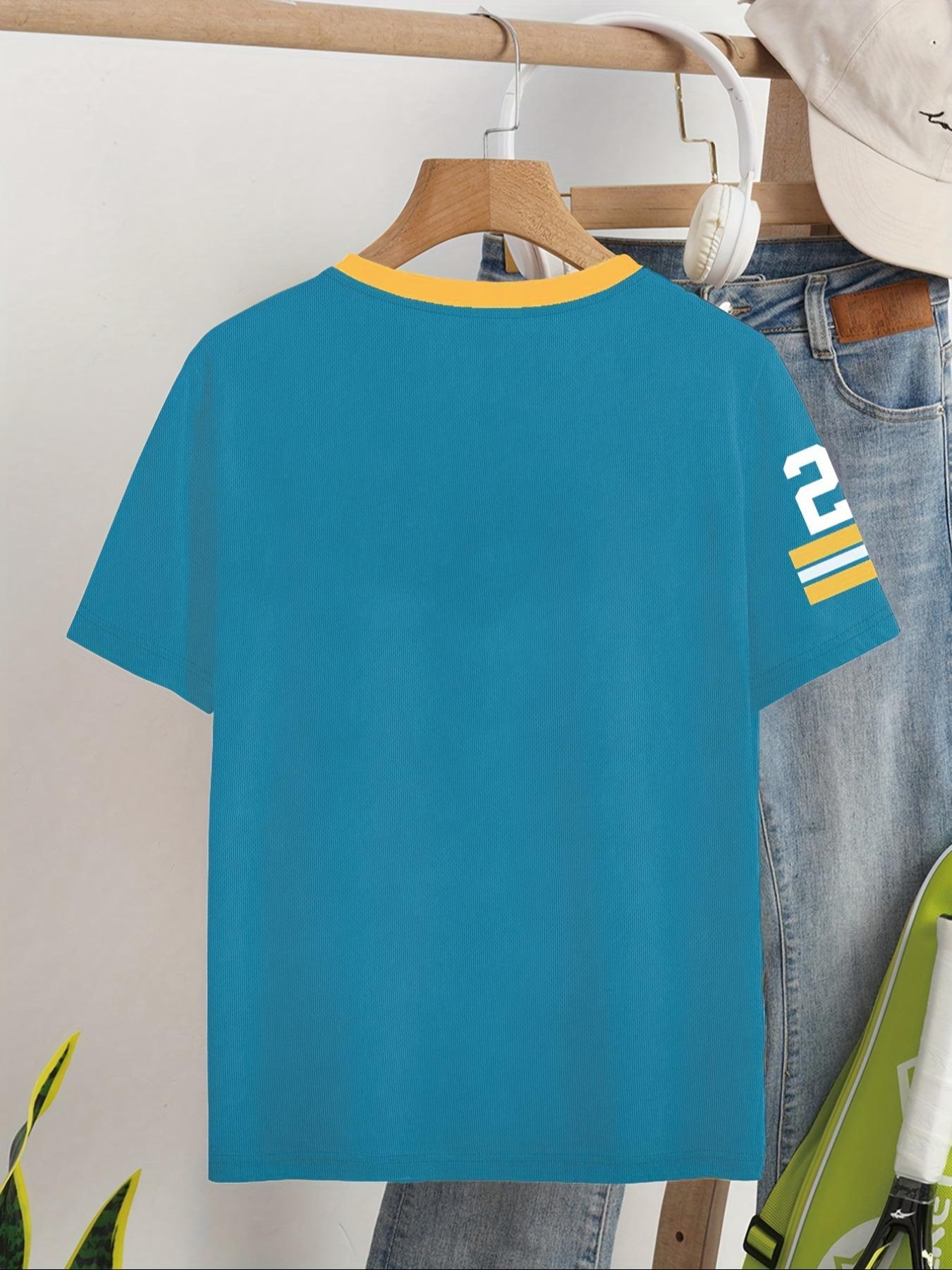 Women's Number Print V Neck Tee, Casual Fitted Short Sleeve T-shirt for Summer, Women's Top for Daily Wear