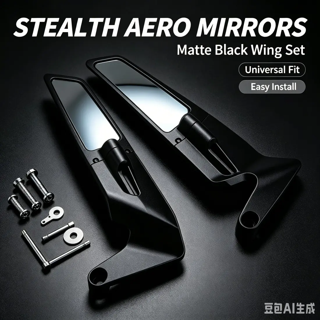 Motorcycle Rearview Mirror, Matte Aerodynamic Wide-Angle, Universal Street Bike Racing Style, Motorcycle Modification Accessories