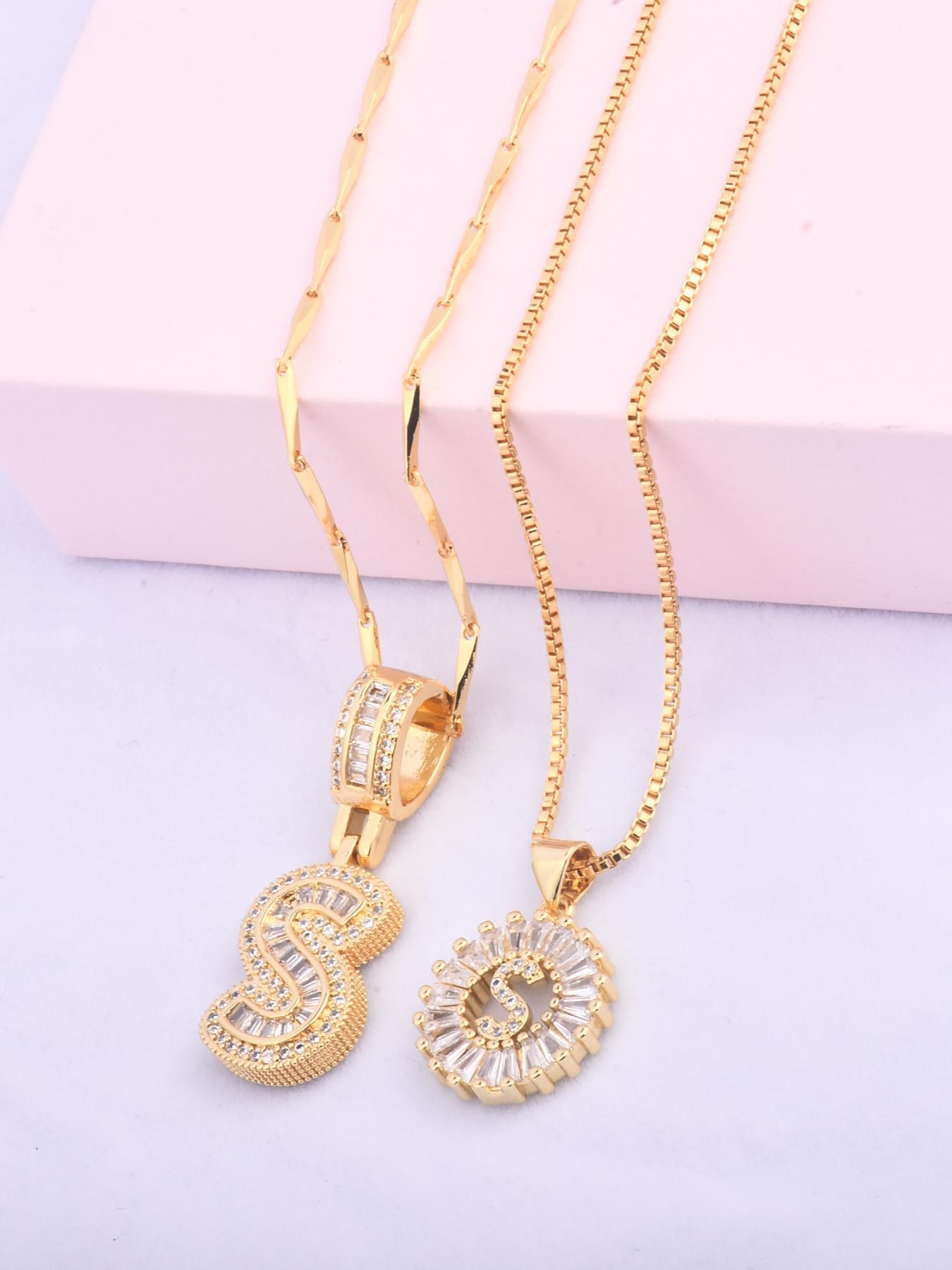 Initials Necklace with Box, 26 Letters Pendant Necklace for Women & Girls, Fashion Jewelry for Party, Daily Decor, Trendy All-match & Exquisite Jewelry for Birthday Gift, Initial Necklace Set