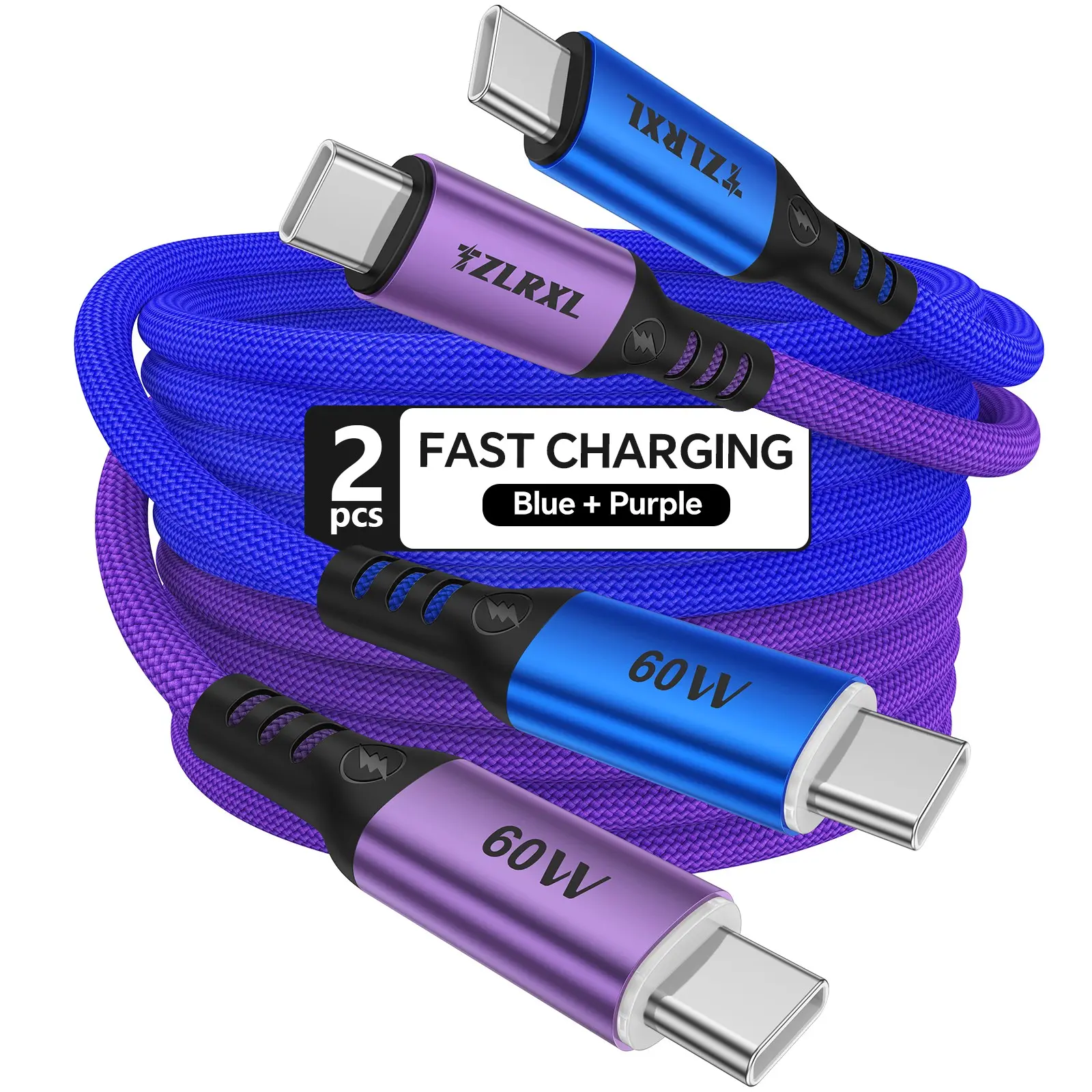 2-Pack Fast Charging Type-C Data Cable, Compatible with Samsung, Xiaomi, Redmi, Oppo, Oneplus, iPhone 17/16/15 Pro Max, 100cm/200cm
