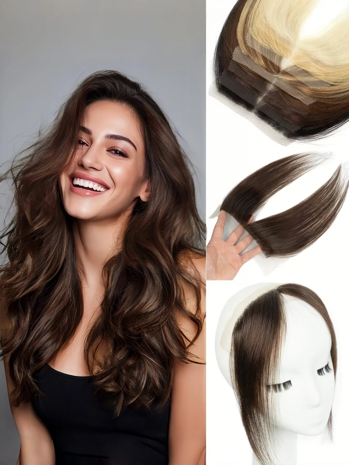 Lace Front Human Hair Extensions, Real Natural Hair, Soft & Tangle-Free, Breathable Lace, Perfect for Daily Use, Parties, Weddings