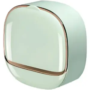 Draining Soap Holder, Perfumed soap Dish Shower, Wall Mounted Drain SoapBox with Flip Lid,Adhesive Soap Dish, Suction Cup Dish for Bathroom, Kitchen, Shower