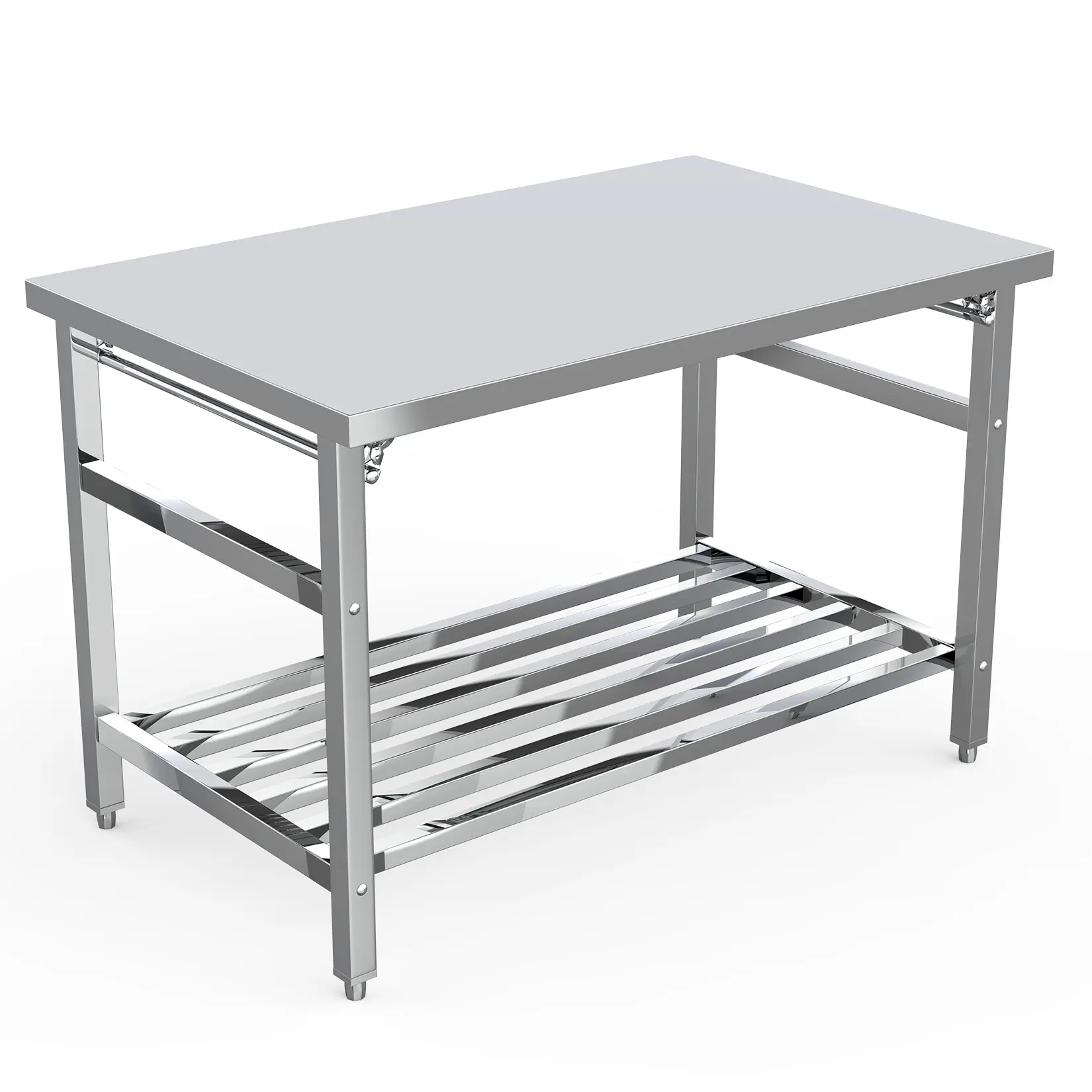 Heavy Duty NSF Stainless Steel Folding Work Table - 48 x 30 Inch Commercial Prep Table with Adjustable Undershelf - Easy Clean, Space Saving, Galvanized Legs - Ideal for Restaurant, Kitchen, Home, Outdoor, Hotel