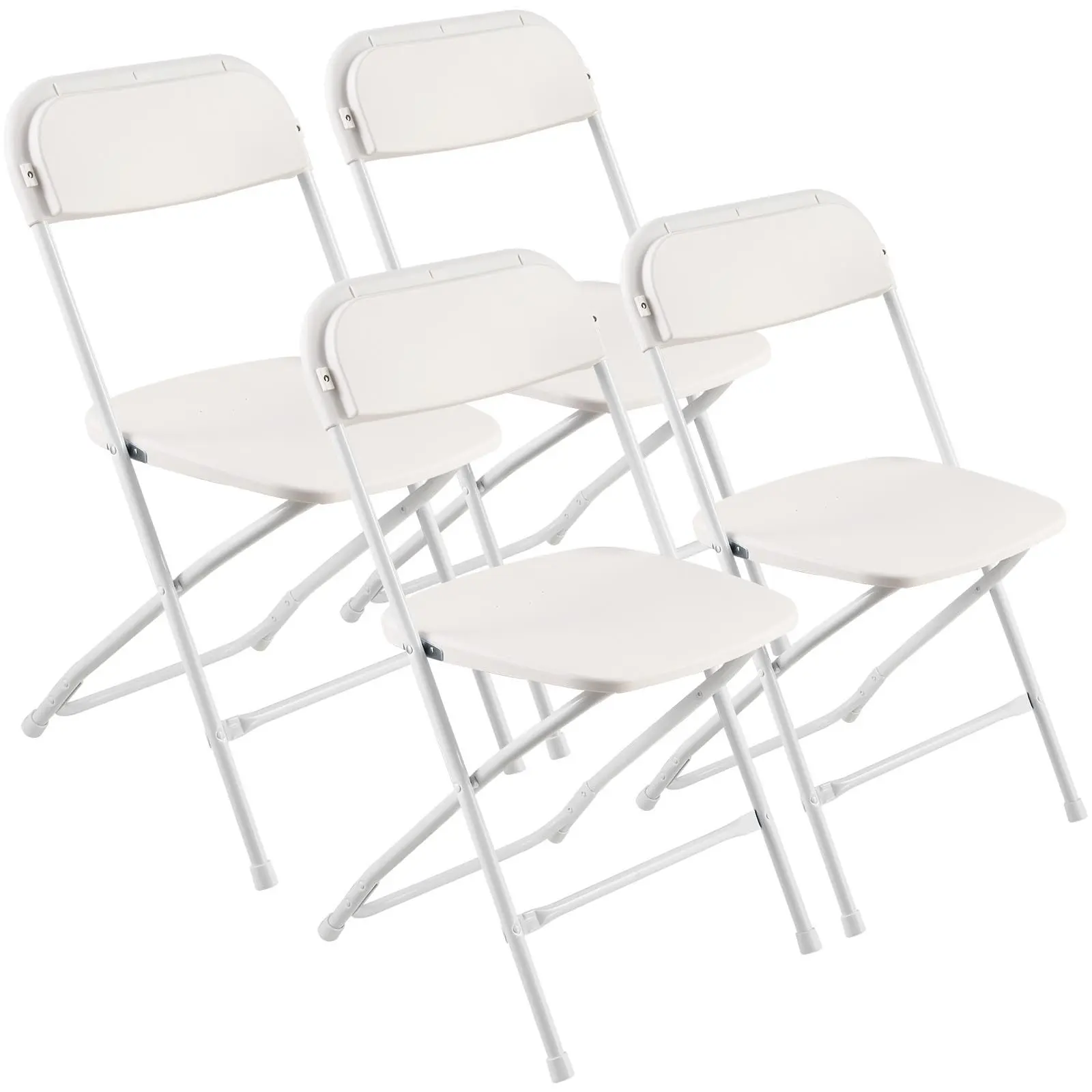 VEVOR 4 Pack Folding Chairs, Foldable Plastic Chairs with Heavy Duty Metal Frame, Portable Folding Card Table Chairs, Stackable Indoor Outdoor Seats for Home, Yard, Garden, Parties, Events, White