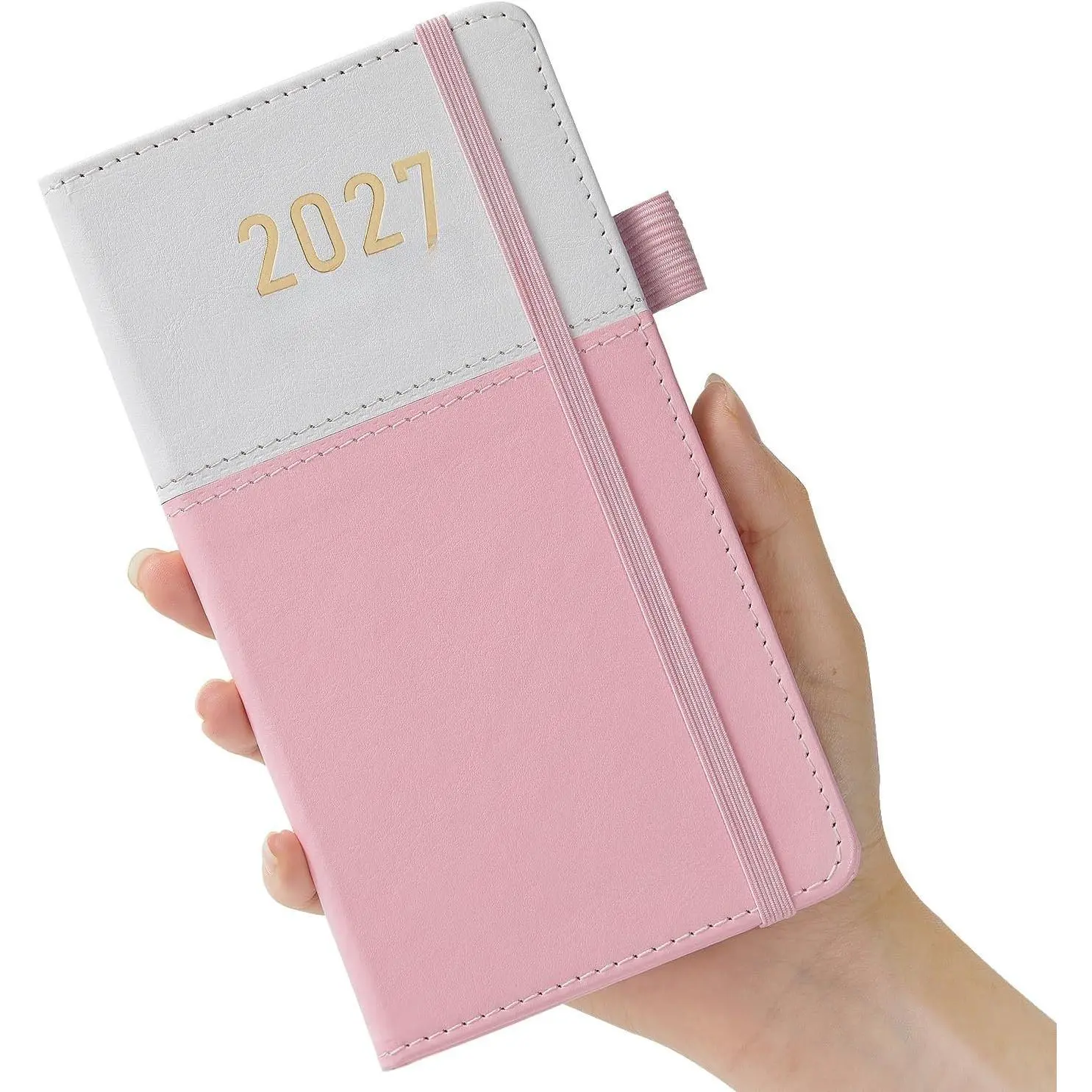 2027 A6 Mini Pocket Calendar Planner, Jan-2027 to Dec-2027, 3.8"x7" Daily-Weekly-Monthly Organizer with Monthly Tabs, Inner Pocket, 2-Tone Grid Layouts, Daily Tracking for Purse, Office Stationery for Women/Men, Two-Tone