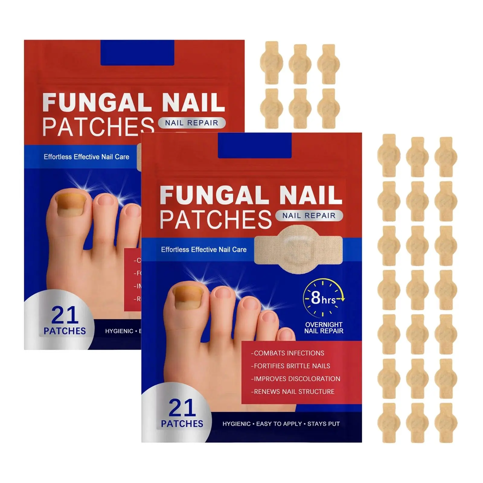 21 PCS Toenail Beauty Patches, Hydrogel Nail Covers, Overnight Nail Care Stickers, Lightweight Nail Accessories for Everyday Use
