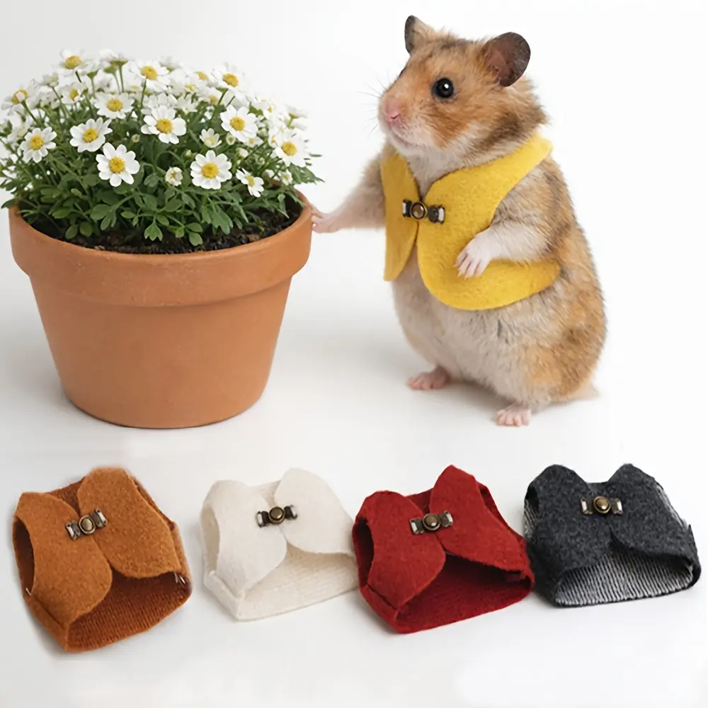 Golden Syrian Hamster Polyester Vest Wear, Snap-On Outdoor Warm Clothes for Small Pets
