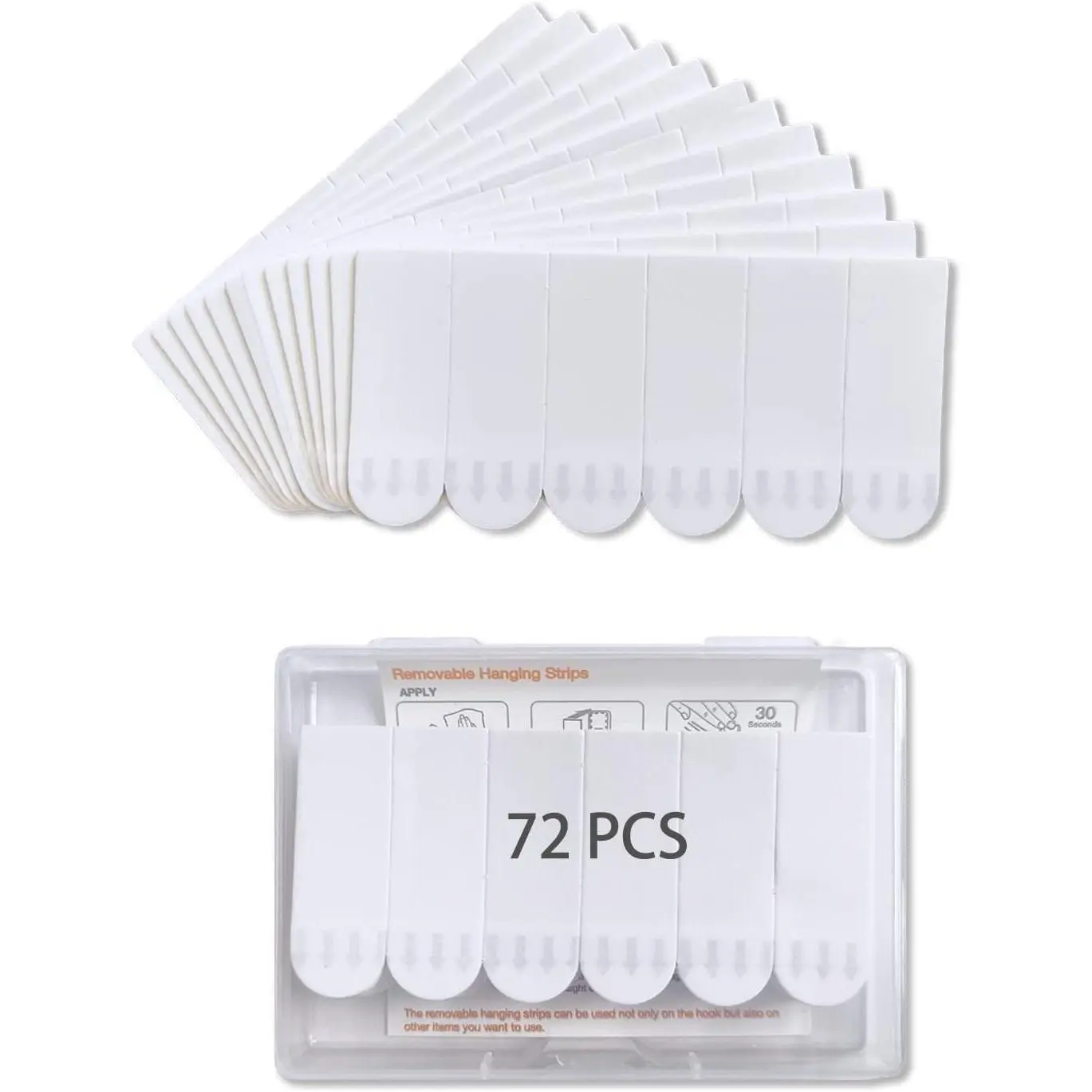72 Small Refill Strips,  Free  Wall Adhesive Strips for Indoor Wall Hooks, Wall  Strips for Holiday Posters and Decorations,Removable Double Sided Adhesive Strips