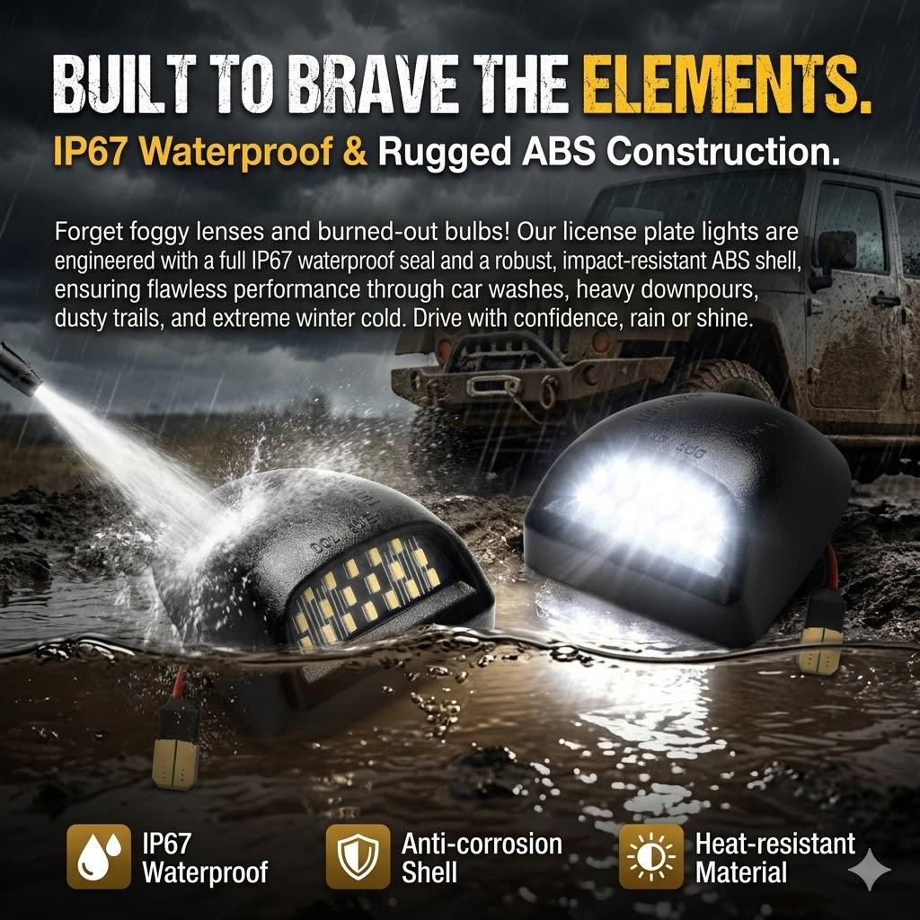 LED License Plate Light Assembly for 1999-2013 Chevy Silverado 1500 2500 3500,GMC Sierra Suburban Tahoe Yukon,Escalade 2Pcs 6000K White Tag Lamp Replacement IP67 Waterproof Plug and Play