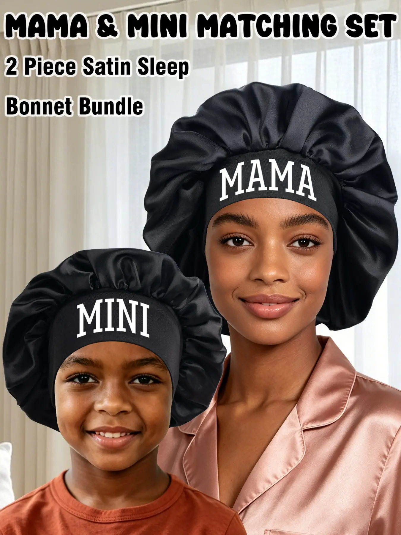 Family Sleep Cap for Women, Satin Lining Sleep Hat, Soft Elastic Hairband Design, Comfortable Sleepwear for Female Convenience
