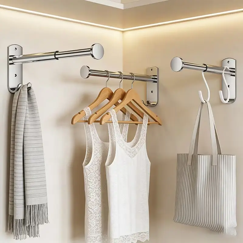 3-Pack Adjustable Extendable Clothes Hangers, Wall-Mounted No-Drill Organizer, Space-Saving Rack for Bathroom, Kitchen, Bedroom, Perfect Gift