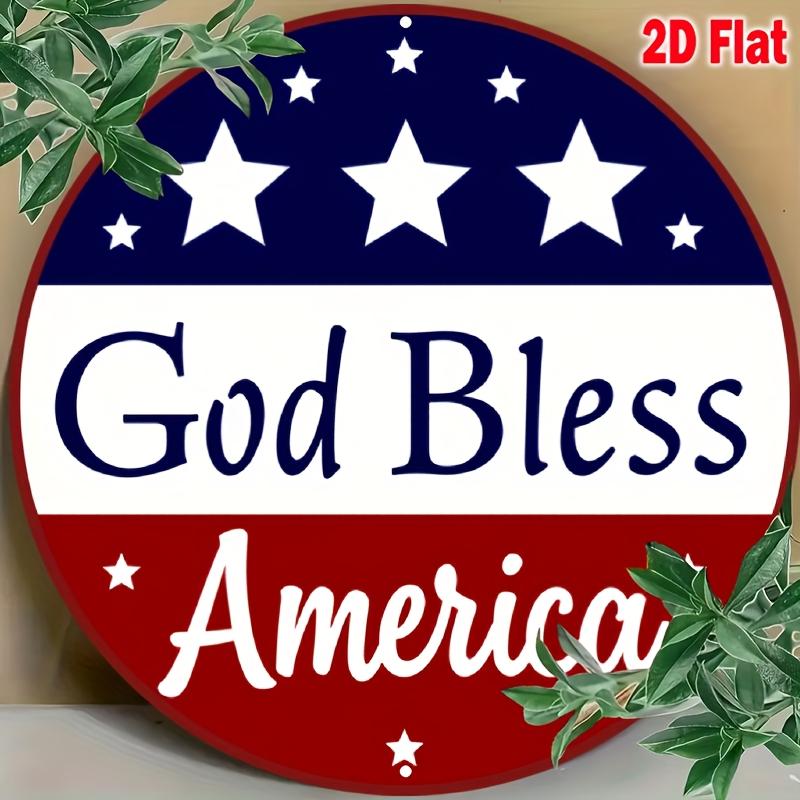 Decorative Signs And Plaques in Format, Patriotic And Sacred American Glory Hanging Sign - Heavy-Duty Independence Day Decoration with Navy Blue And Red Stars, 8X8 Inch Wall Decor Resembling The American Flag