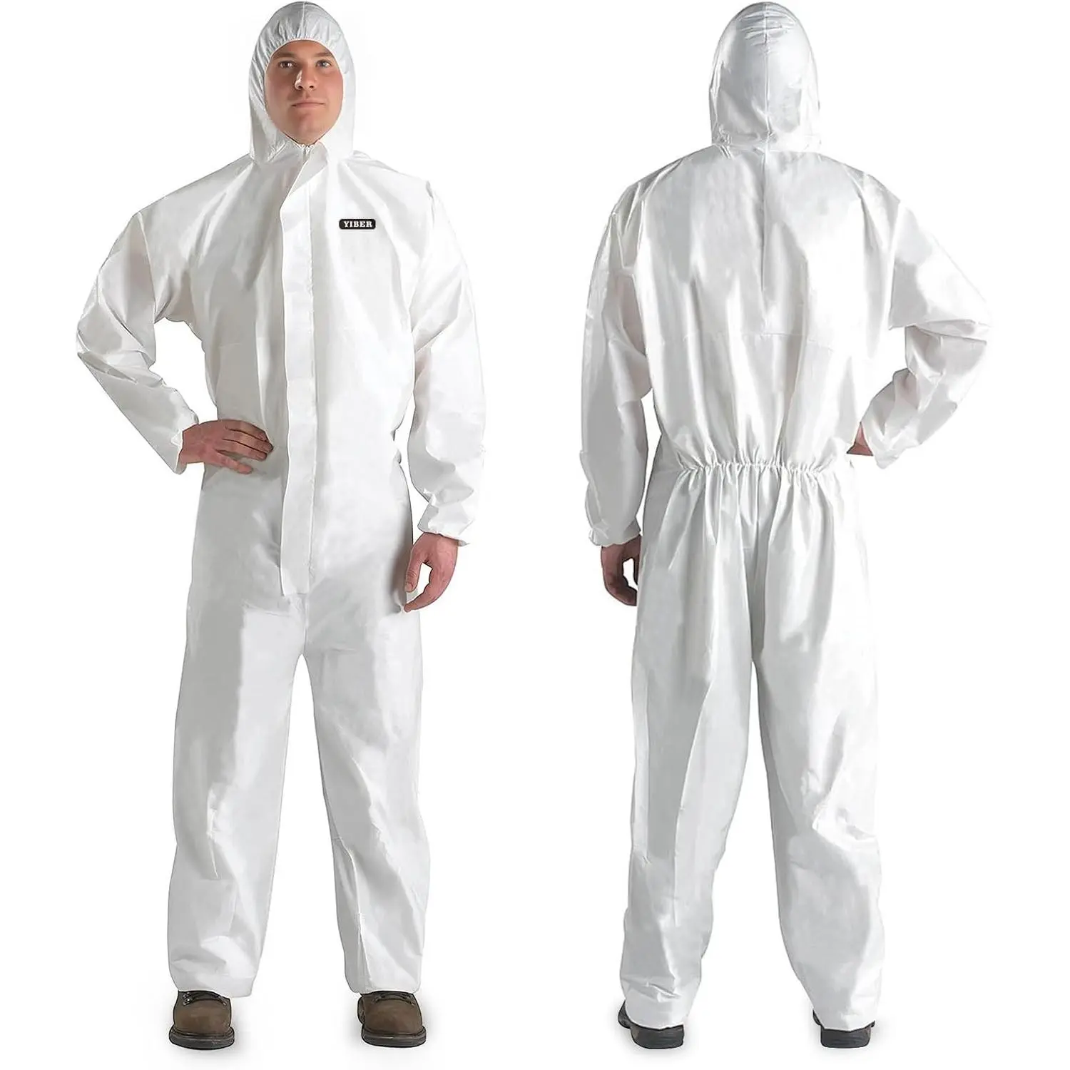 Disposable Coverall Heavy Duty Full Body Painters Suit Without Hood Breathable Water Resistant 7 Sizes for Men Women X-Large White
