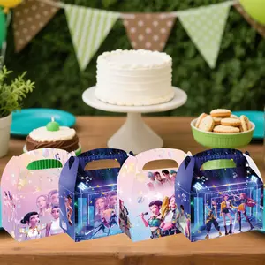 12 Korean cartoon girl group party favor boxes, perfect for gifts, can hold popcorn, cookies, candy, and more. Comes in six pink and six blue, so everyone gets their own special gift.