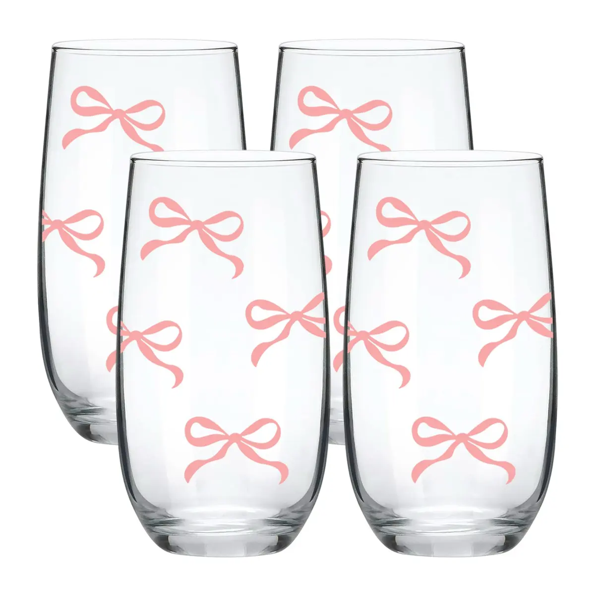 17 oz Bow Pattern Highball Glasses, 1/4 Pack Tall Glass Sets, Crystal Glass Drinking Glasses, Decorative Glass, Water Glasses, Mojito Glass Cups, Tom Collins Bar Glassware, Mixed Drink Cocktail Glass Set, Drinkware Glass