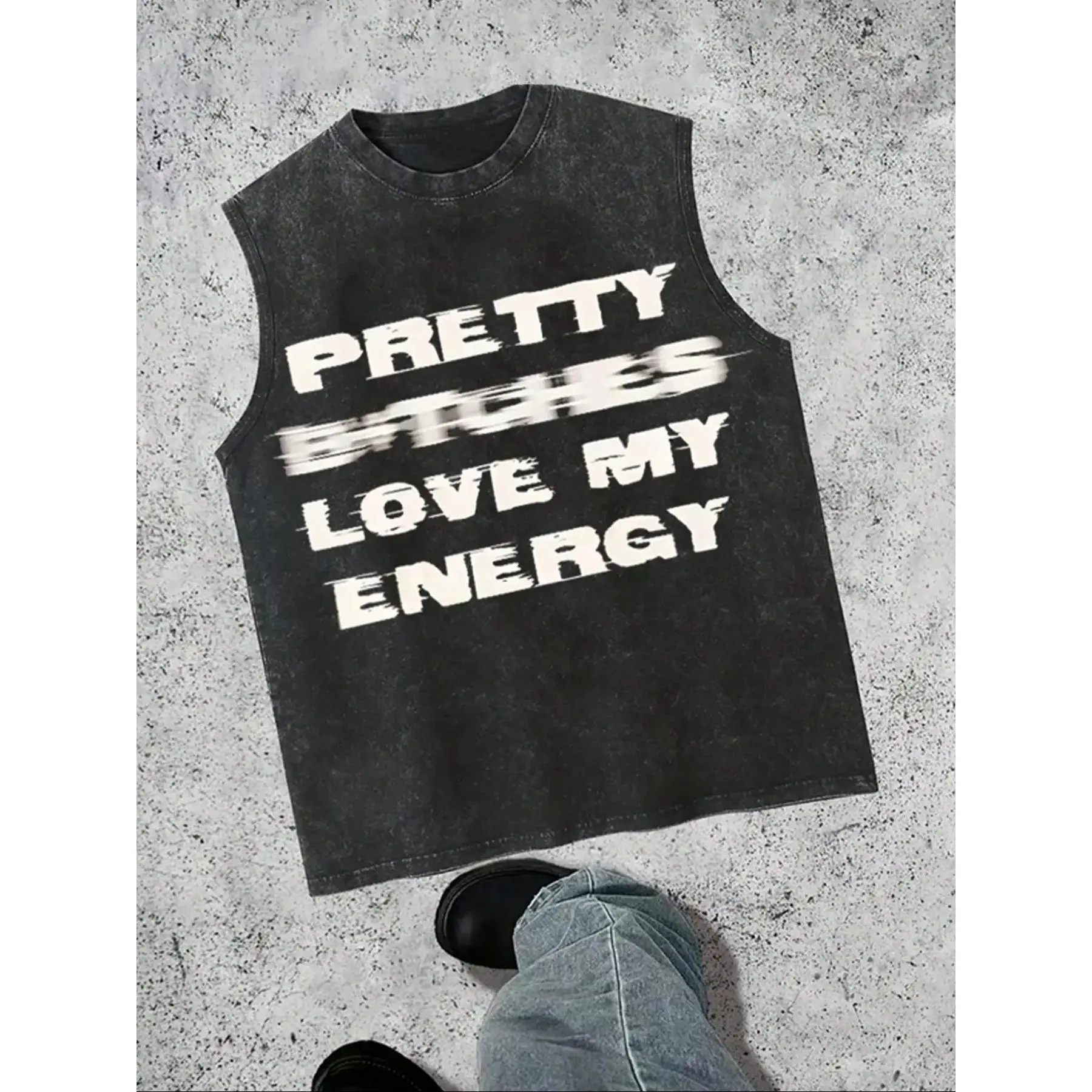 Men's Casual Stylish Letter Print Cotton Sleeveless T-Shirt Tank, Versatile Top for Summer Vacation & Daily Wear, Ideal as Inner Layer or Standalone Tee