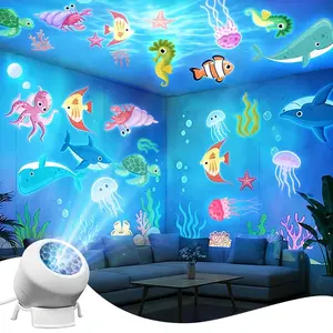 LED Starry Ocean Projector Lamp, 360° Rotating Dynamic Desk Lamp, USB Plug-In Ambient Light, Bedroom, Game Room, Living Room Decor Lighting