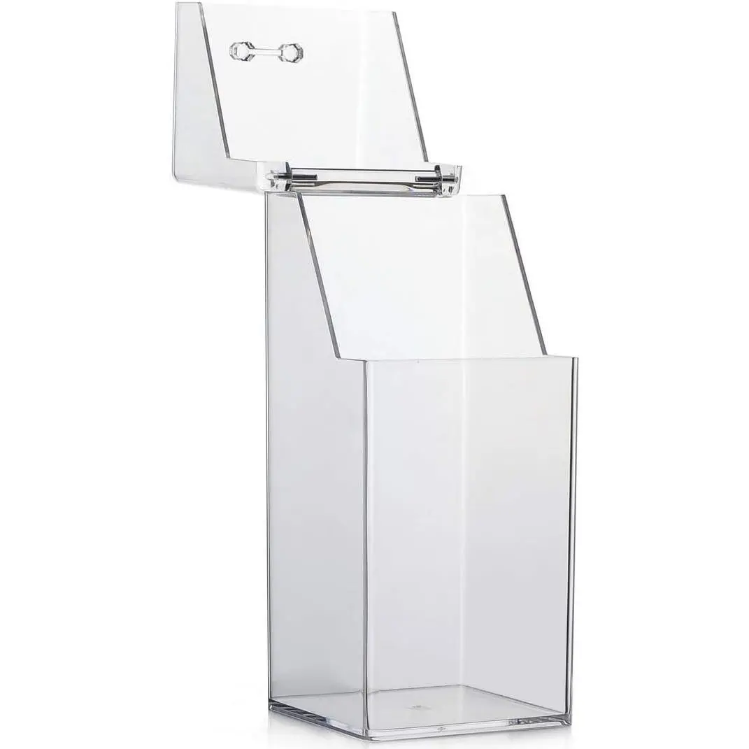 Square   Brush Organizer with  Lid, Clear, 9x9x21cm/3.5x3.5x8.3inch, 1 count, Makeup Storage, Jewellery Storage Container
