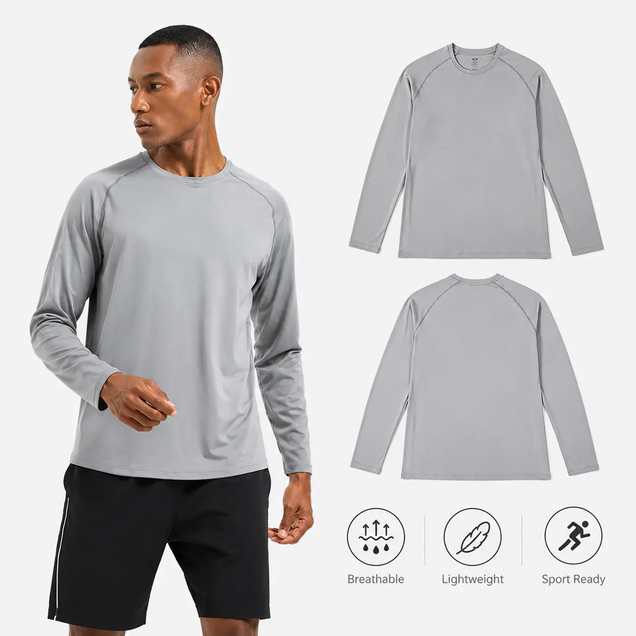 Men's Thermal Lined Sportswear Set: Fleece-Lined Crewneck Sweatshirt & Thermal Motocross Socks, Plain Solid Fashion Sport Leisure Quick-Dry Winter Gym Apparel That Keeps You Dry, Training Shirt