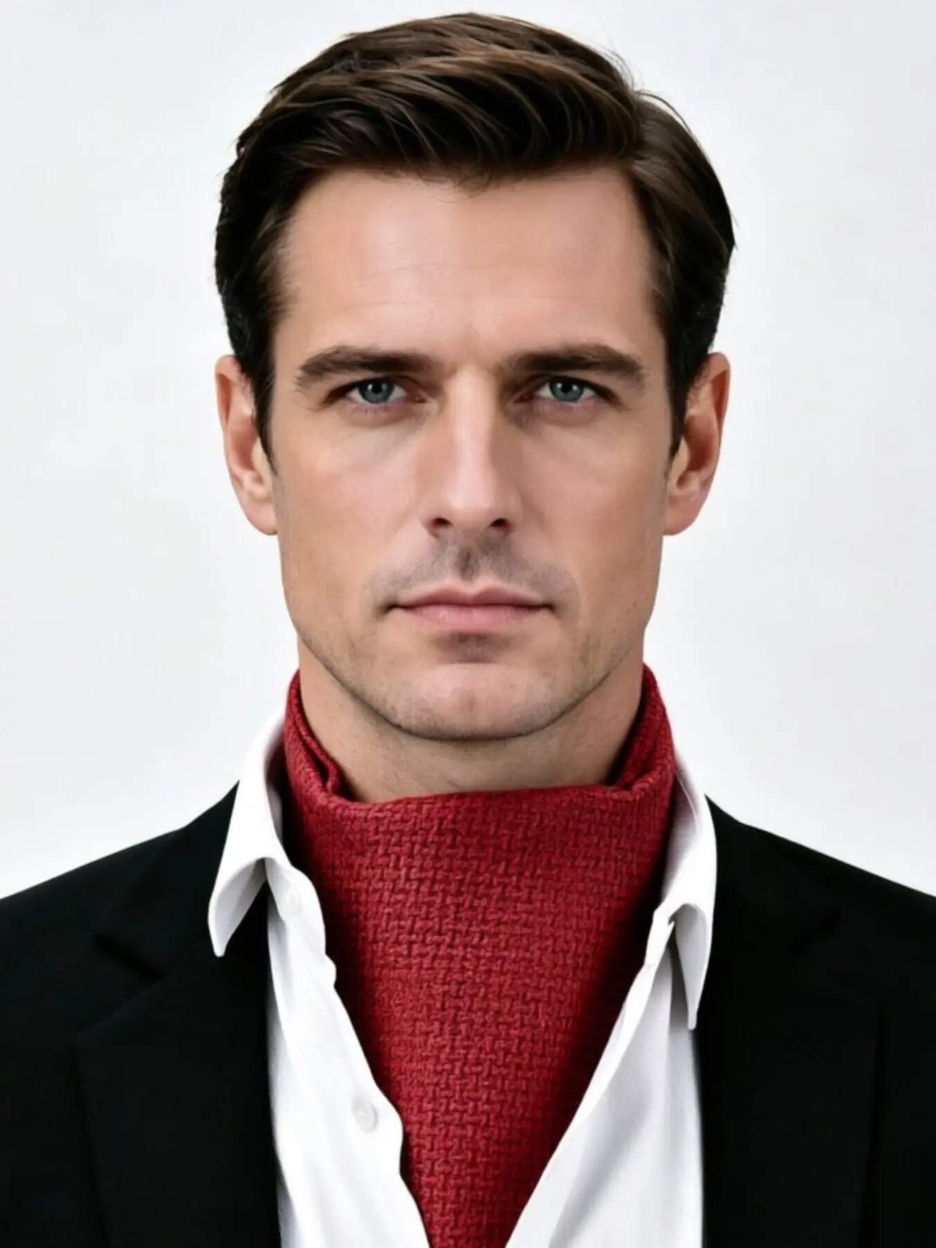 Men's Ascot Cravat Man Neck Scarf British Formal Business Dinner Suit Collar Tie, Trendy Men's Shirt Peplum Polyester Scarf, Elegant Male Accessory