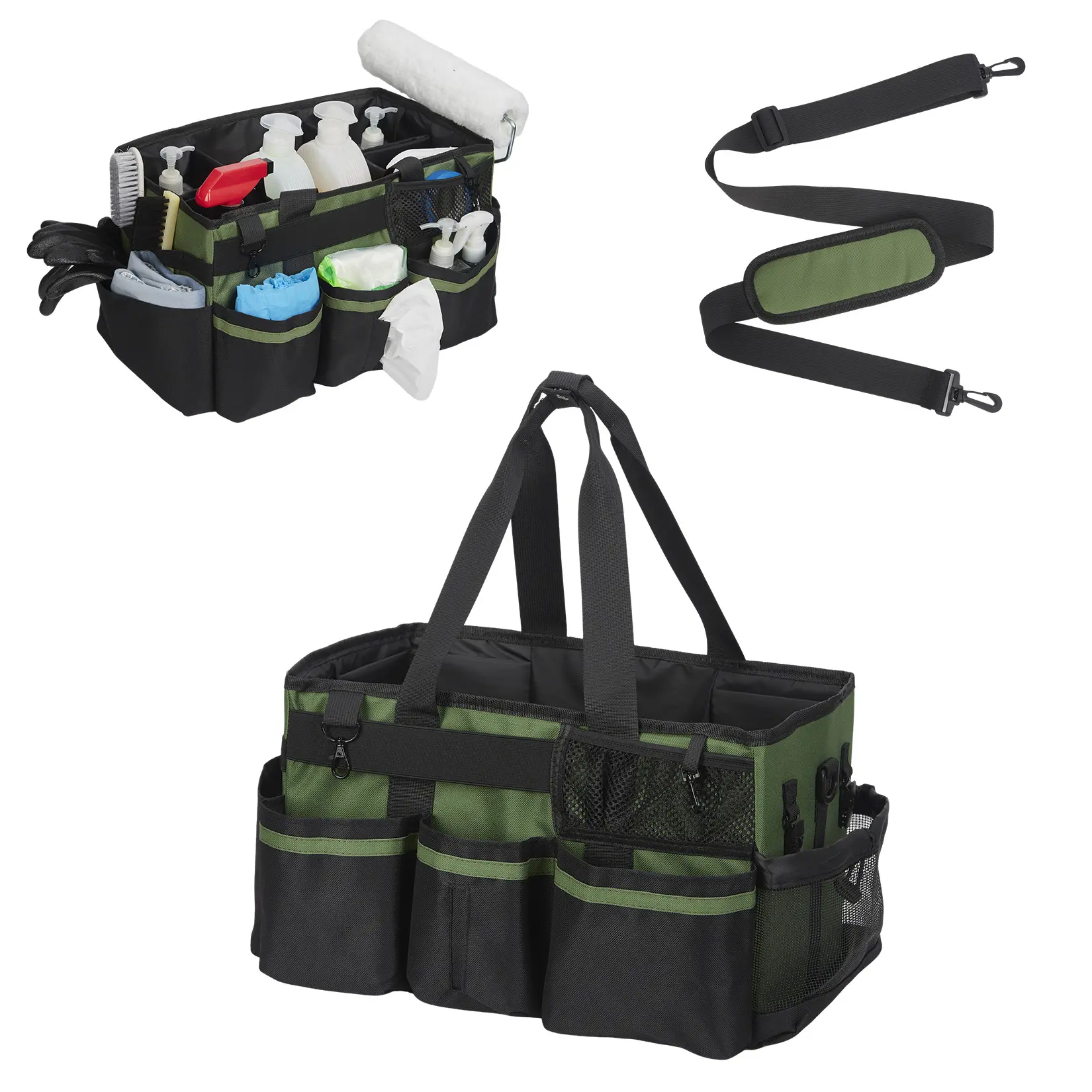 Extra Large Wearable Cleaning Tool Bag Organizer – Heavy Duty Waterproof Oxford, Adjustable Strap & Waist Belt, Removable Divider, Multipocket Tote for Home & Commercial Use – Tool Storage Bag