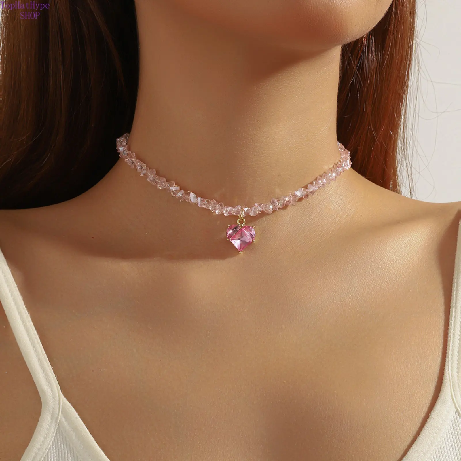 Choker Necklace with Crystal Heart Pendant for Women, Dainty Short Minimalist Jewelry for Daily Wear & Romantic Dates, Heart Pendant Necklace, Dainty Necklaces