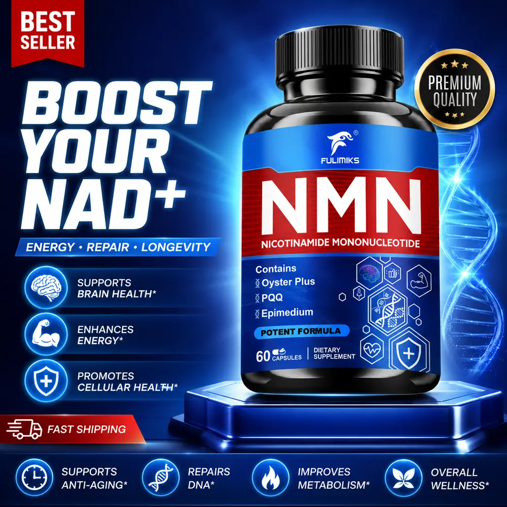 Maximum Potency NMN 1000mg* per Serving plus Oyster Peptide, PQQ Disodium Salt, and Epimedium sagittatum – For Energy, Focus, Vitality & Anti‑Aging Support – 60 Vegetable Capsules