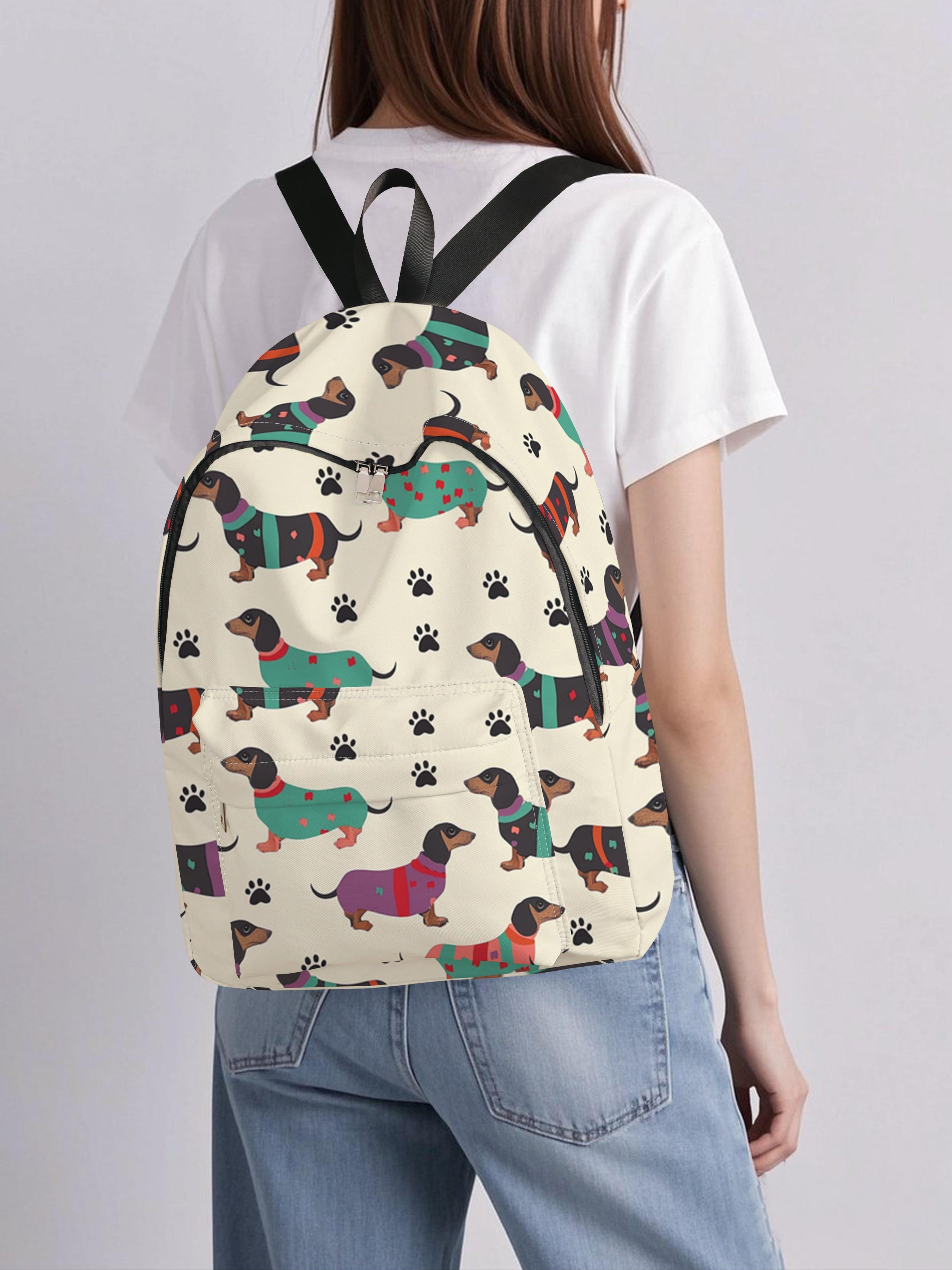 Dog Pattern Casual Printed Backpack, Fun Design for Daily Use with Spacious Storage, Ideal for School, Business Trips, and Travel