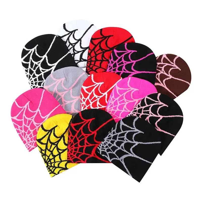 Y2K Spider Web Beanie - Unisex, Female-Friendly Colorful Beanie with Vibrant Spider Web Design, Soft-Touch Material, Adjustable Fit for Comfort and Warmth