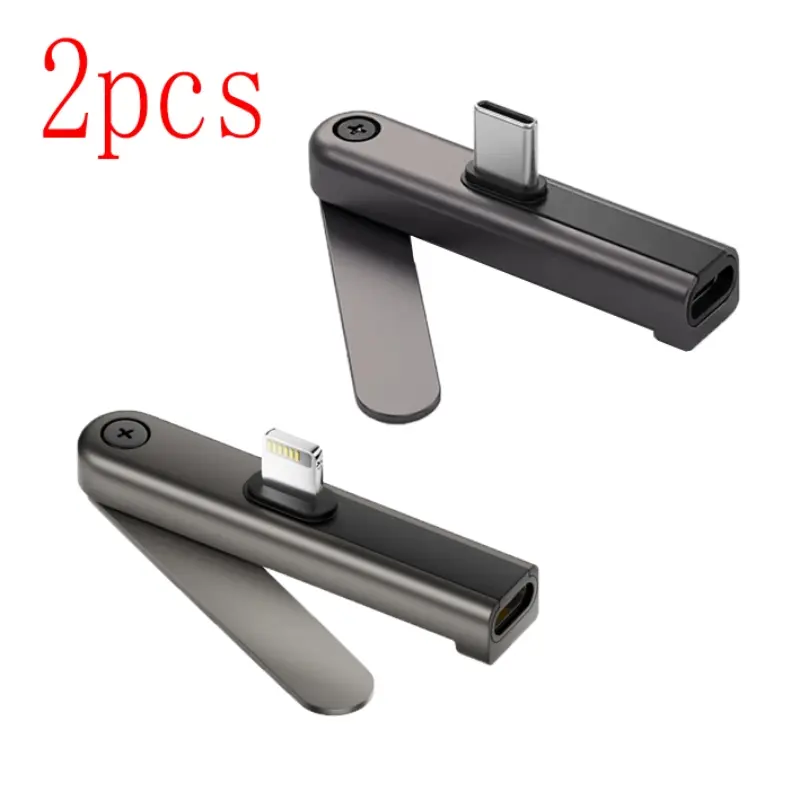 Type-C to Apple Lightning Adapter, Multi-Function Foldable Stand, Fast Charging Converter, Aluminum Bend Support, Data Sync for iPhone Tablet
